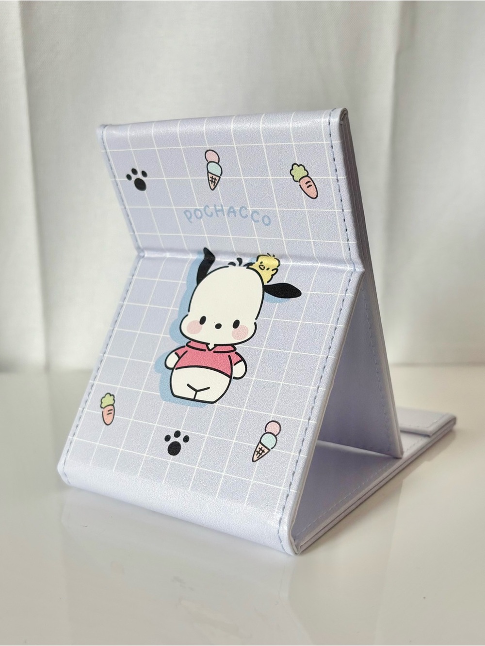 Pochacco Compact Foldable Travel Mirror w Stand NWT Sanrio Japan Exclusive